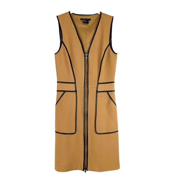 Armani‎ Exchange sleeveless sheath full zip dress Sz 2 caramel tan - Picture 1 of 9